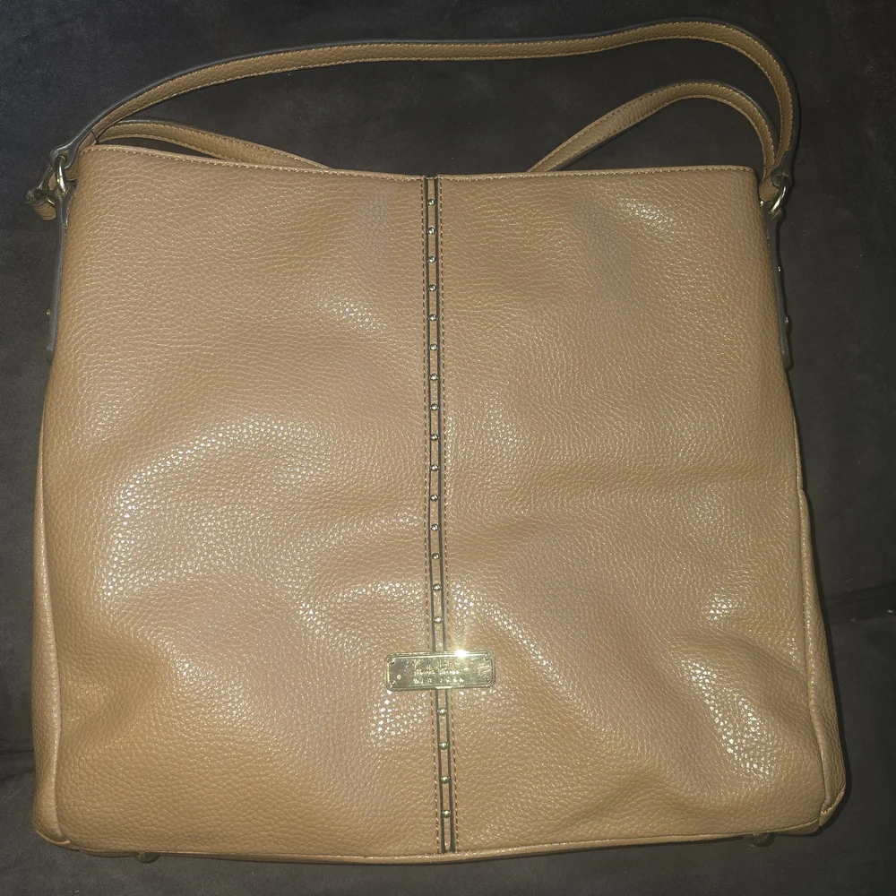Nicole Miller Classic Cognac Shoulder Tote Bag - Picture 3 of 11